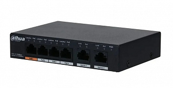 Коммутатор 4-портовый неуправляемый с РоЕ DAHUA DH-PFS3006-4GT-60 